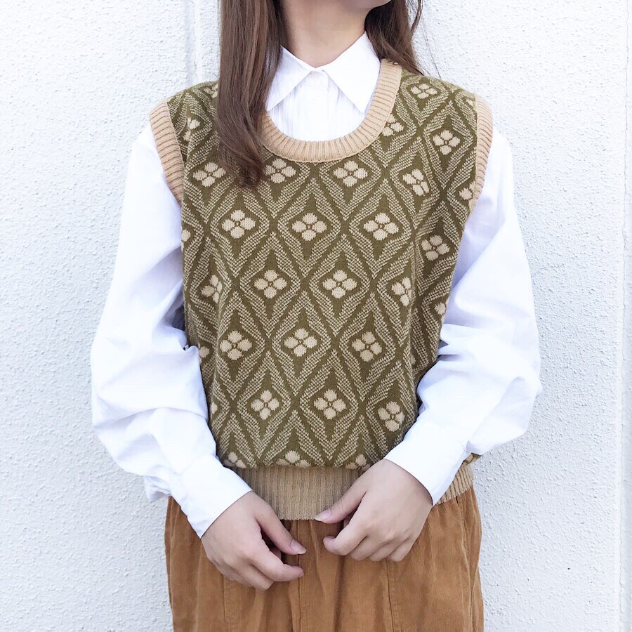 knit vest | 長袖 シャツ 90年代 ドッカーズ 白