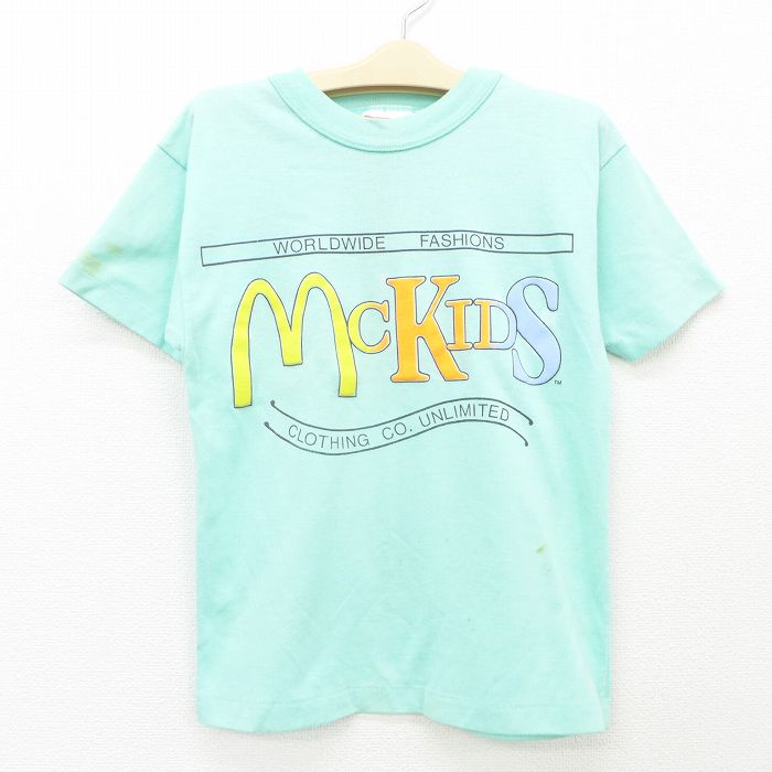 古着 半袖 ビンテージ Tシャツ キッズ ボーイズ 子供服 90年代 90s マクドナルド クルーネック 青緑 22aug09