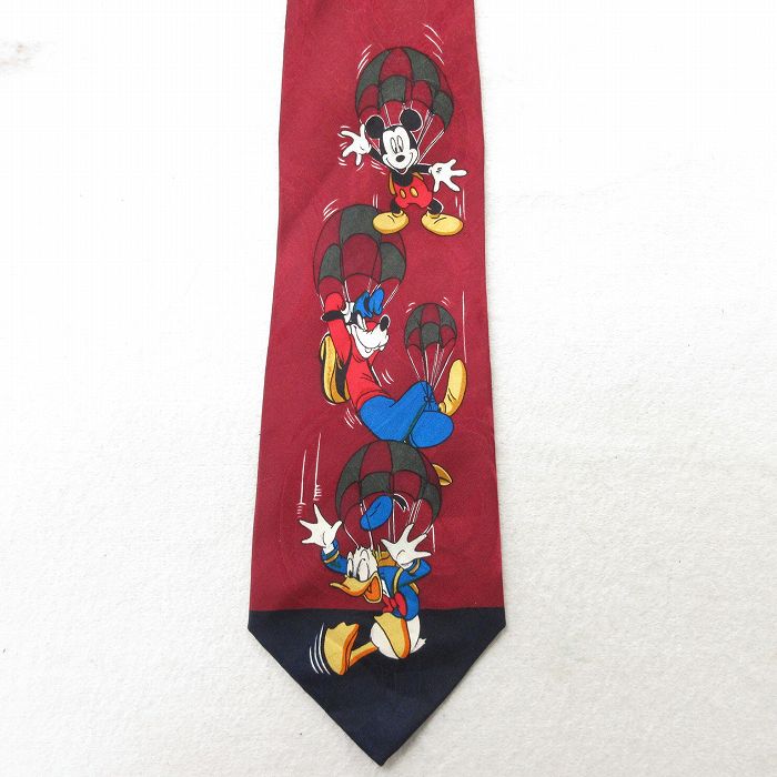 中古 ネクタイ 90年代 90s ディズニー DISNEY ミッキー MICKEY MOUSE グーフィー シルク エンジ 23jul03