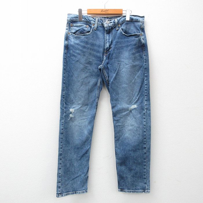 古着通販 W34☆古着 リーバイス Levis 502 ジーンズ メンズ ヒゲ 紺 デニム