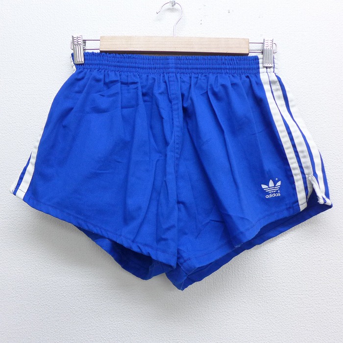 古着通販 W34☆古着 ショート パンツ ショーツ 80年代 80s アディダス adidas ワンポイントロゴ 青