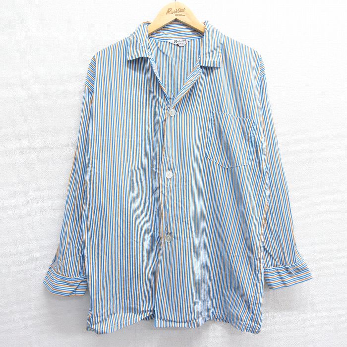 古着通販 L☆古着 長袖 ビンテージ パジャマ シャツ メンズ 60年代 60s 