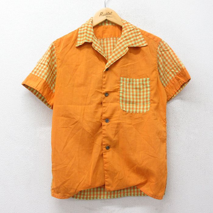 50年代 60年代 ギンガムチェック コットン シャツ 開襟 アメリカ製