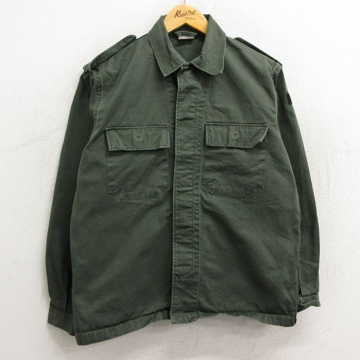 古着 長袖 ミリタリー シャツ メンズ 90年代 90s USA製 緑 グリーン XL 