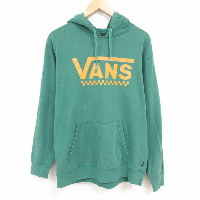 古着通販 XL☆古着 バンズ VANS 長袖 スウェット パーカー メンズ 00年代 00s ビッグロゴ 緑