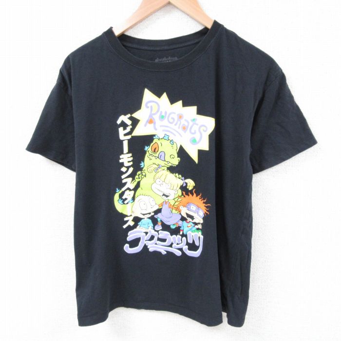 M★古着 半袖 Tシャツ メンズ アニメ ニコロデオン ラグラッツ レプター トミー クルーネック 黒 ブラック 23aug02 中古