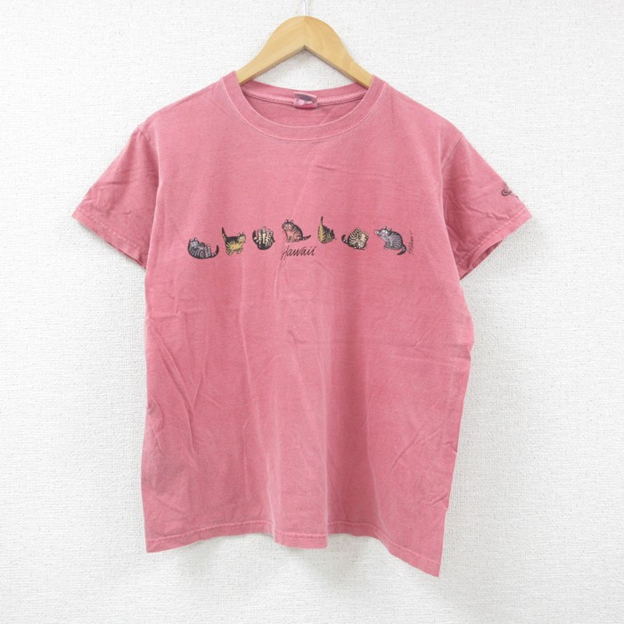 古着通販 L☆古着 半袖 Tシャツ メンズ ネコ ハワイ コットン