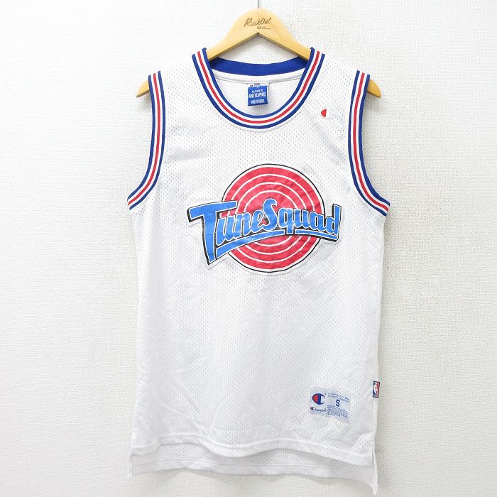 M★古着 チャンピオン champion ビンテージ タンクトップ メンズ 00年代 00s チューンスクワッド NBA マイケルジョーダン 23  メッシュ地 白 ホワイト バスケットボール 23aug29 中古