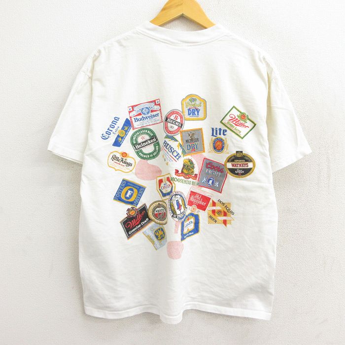 古着通販 Xl★古着 半袖 ビンテージ Tシャツ メンズ 90年代 90s カレッジ コロナビール ハイネケン バドワイザー コットン クルーネック Usa製 白 0843