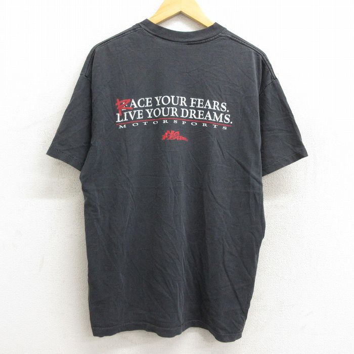 【20%OFF】XL★古着 ノーフェア NO FEAR 半袖 ビンテージ Tシャツ メンズ 90年代 90s レース ライブ クルーネック 黒  ブラック 23mar14 中古