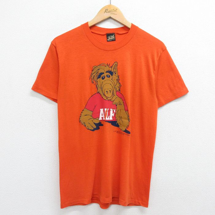 M★古着 半袖 ビンテージ Tシャツ メンズ 80年代 80s アルフ ALF クルーネック USA製 オレンジ 【spe】 23jul03 中古