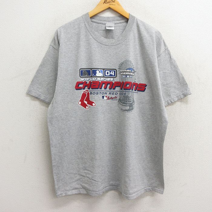 XL★古着 半袖 ビンテージ Tシャツ メンズ 00年代 00s MLB ボストンレッドソックス 大きいサイズ クルーネック グレー 霜降り  メジャーリーグ ベースボール 野球 23aug22 中古