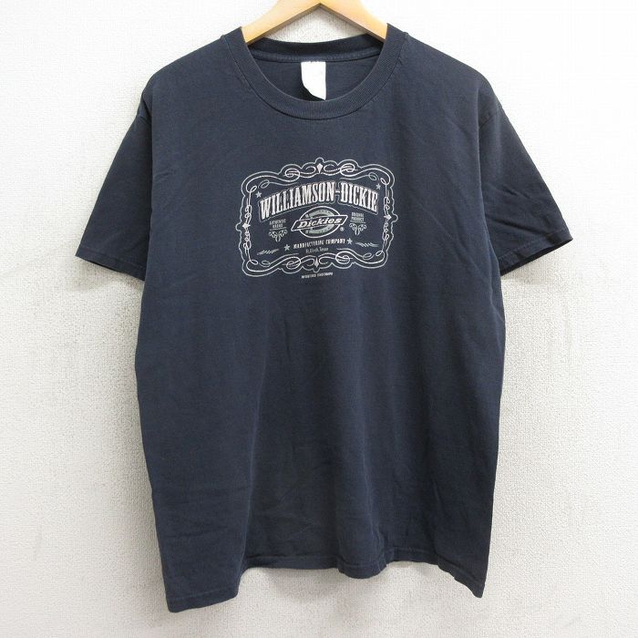 L★古着 ディッキーズ Dickies 半袖 ビンテージ Tシャツ メンズ 00年代 00s ビッグロゴ コットン クルーネック 黒 ブラック  24mar02 中古