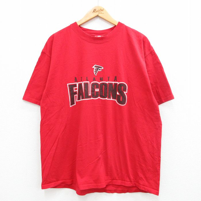 XL★古着 半袖 ビンテージ Tシャツ メンズ 00年代 00s NFL アトランタファルコンズ 大きいサイズ コットン クルーネック 赤 レッド  アメフト スーパーボウル 24apr02 中古