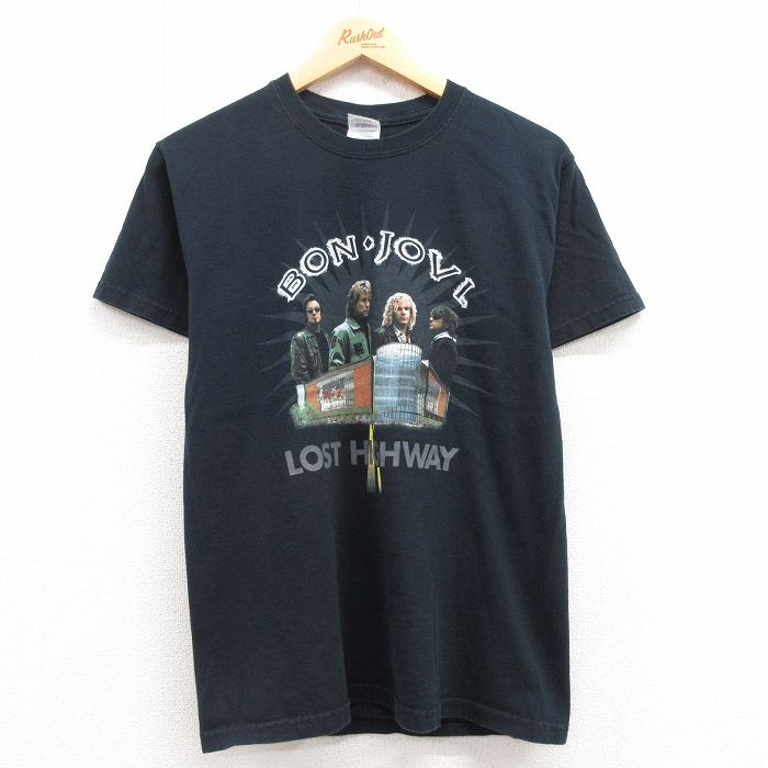 古着通販 S☆古着 半袖 ビンテージ ロック バンド Tシャツ メンズ 00年代 00s ボンジョビ ボンジョヴィ コットン クルーネック 黒